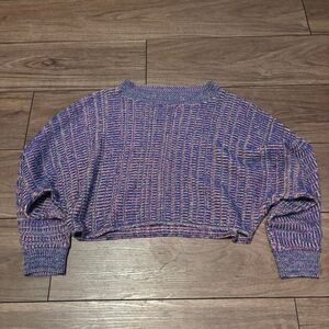 Earthbound Trading Co Multicolor Cropped Knit Sweater XL Boho Indie Y2K